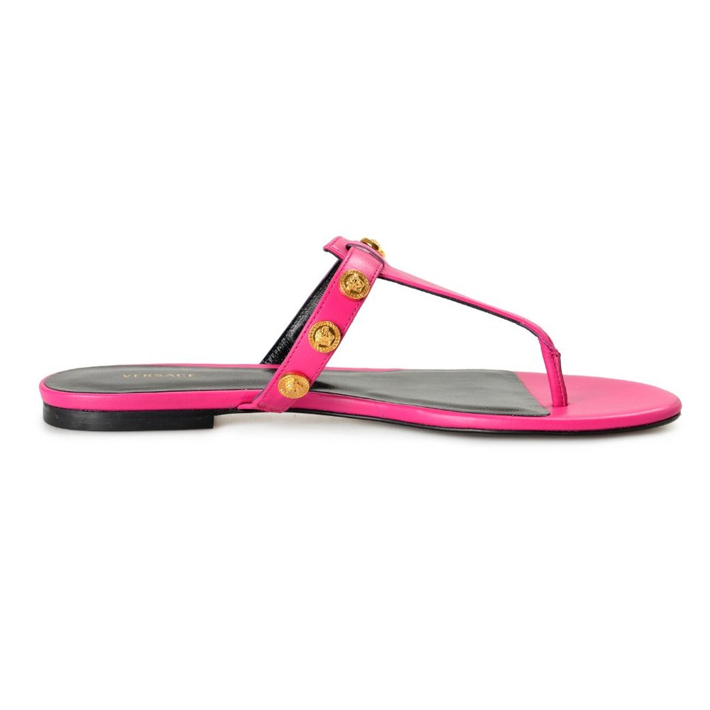 Versace Women's Orchid Metal Medusa Studs Sandals Flip Flop Shoes - Picture 4 of 8